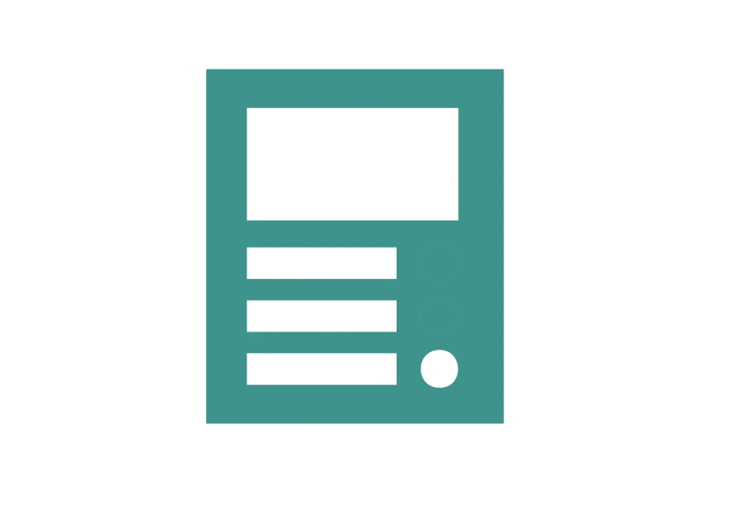 Pictogramme turquoise d'un document de bail sur fond noir — tout à portée de main avec le coliving IvyNest